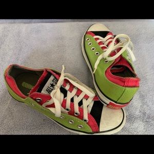 Converse All Star pink and green sneakers